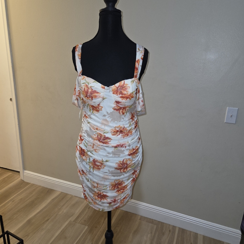Windsor White and Orange Floral Mini Dress